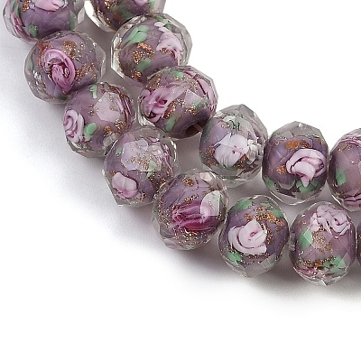 Handmade Gold Sand Lampwork Beads Strands LAMP-R141-10mm-25-1