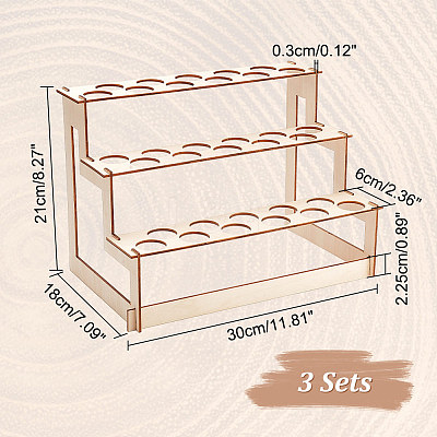 3-Tier Wooden Ice Cream Cone Display Risers ODIS-WH0017-090-1