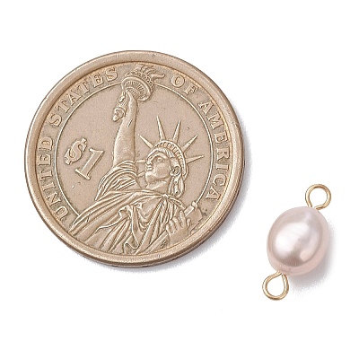 Natural Cultured Freshwater Pearl Potato Links Connector Charms PALLOY-JF04790-1