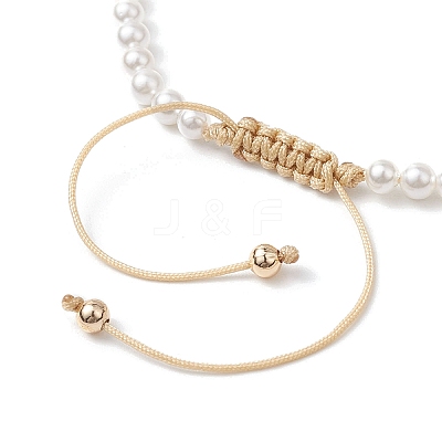 Shell Pearl Braided Bead Bracelets BJEW-JB11479-04-1