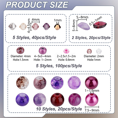 Imitate Austrian Crystal Bicone Glass & Mixed Glass Beads Findings Kits GLAA-GA0002-33-1