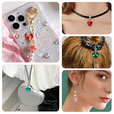 36Pcs 9 Colors Faceted Glass European Dangle Charms PALLOY-PH01654-1