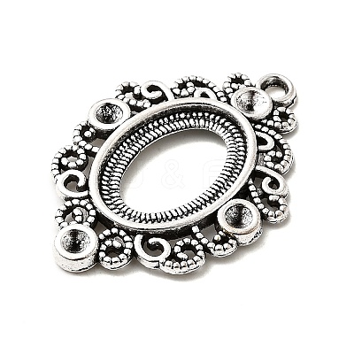 Tibetan Style Alloy Pendant Rhinestone and Cabochon Open Back Settings TIBEP-R304-021AS-LF-1