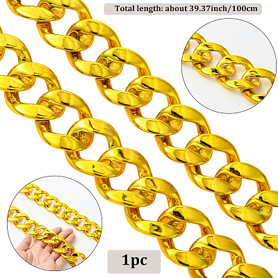 1Pc Acrylic Cuban Link Chain Necklaces for Men NJEW-SP0001-09B-G-1
