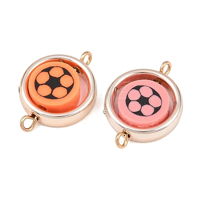 CCB Plastic Frame with Polymer Clay Football Beads Flat Round Links Connector Charms KK-D103-10F-RG-1