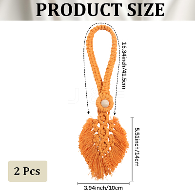 2Pcs Handmade Macrame Leaf Curtain Tiebacks AJEW-CN0003-65D-1