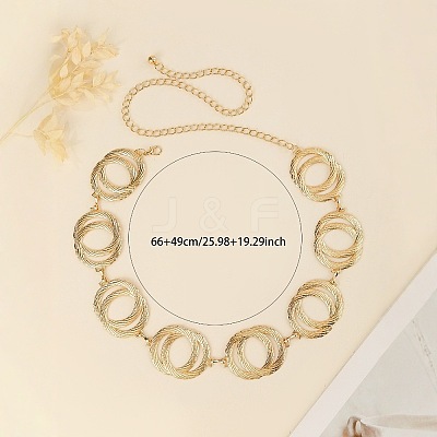 Double Ring Alloy Link Chain Waist Belly Chains for Women FS-WG31063-02-1