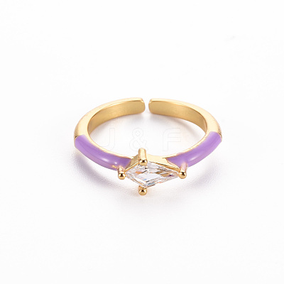 Brass Enamel Cuff Rings RJEW-T016-28C-NF-1