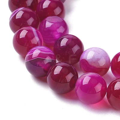 Natural Striped Agate/Banded Agate Beads Strands G-G582-8mm-56-1