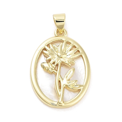 Rack Plating Brass Pave Shell Pendants KK-Z064-28G-05-1