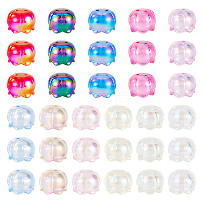 50Pcs UV Plated Transparent Acrylic Bead Caps TACR-TA0001-74-1