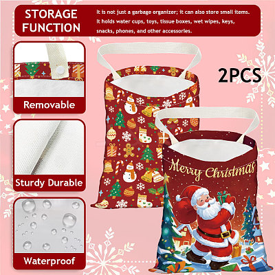 2Pcs 2 Styles Printed Polyester Hanging Car Trash Bags ABAG-DR0001-17-1