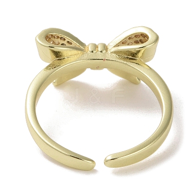 Brass Micro Pave Cubic Zirconia Open Cuff Ring RJEW-K256-58D-G-1