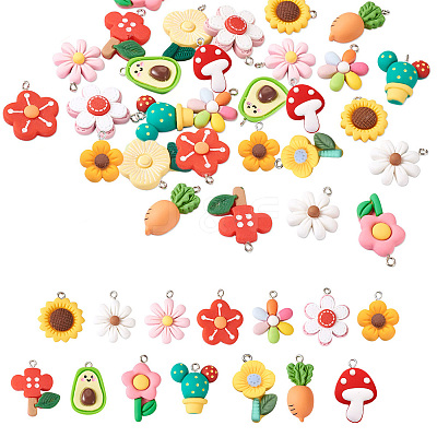 28Pcs 14 Style Resin Pendants RESI-TA0001-41-1