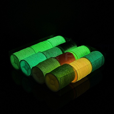 12 Rolls 12 Colors 6-Ply PET Polyester Metallic Thread OCOR-L046-02-1