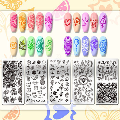 Stainless Steel DIY Nail Art Templates MRMJ-WH0098-013-1