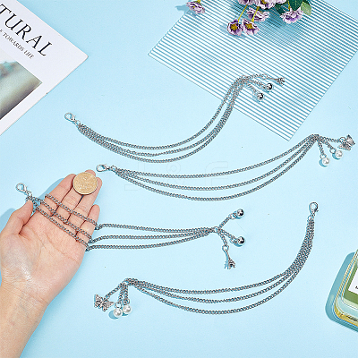 4Pcs 2 Styles Alloy Three-layer Boot Strap Chains AJEW-ME0003-12-1