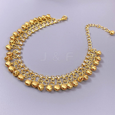 Alloy Crystal Rhinestone Bell Charm Tassel Anklets for Women WG95FC9-04-1
