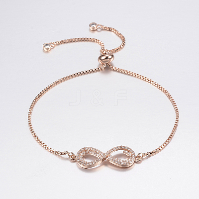 Adjustable Brass Micro Pave Cubic Zirconia Bolo Bracelets BJEW-F302-11-1