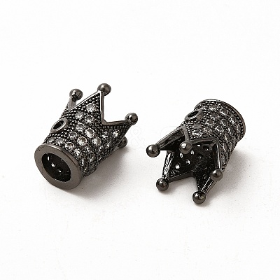 Rack Plating Brass Micro Pave Cubic Zirconia Beads ZIRC-C043-01B-1