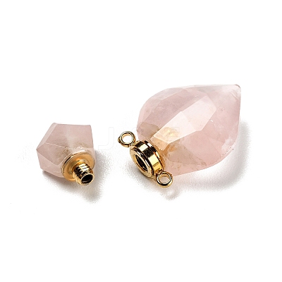 Natural Rose Quartz Perfume Bottle Pendants G-D058-11G-01-1