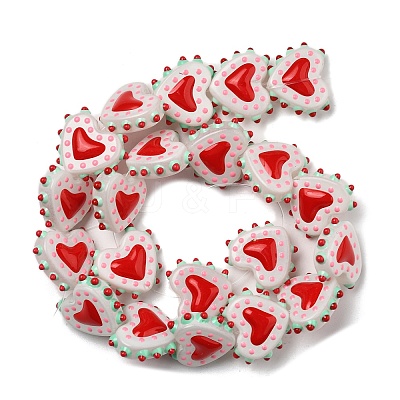 Painted Glass Beads Bumpy Beads Heart X-LAMP-V001-07D-1