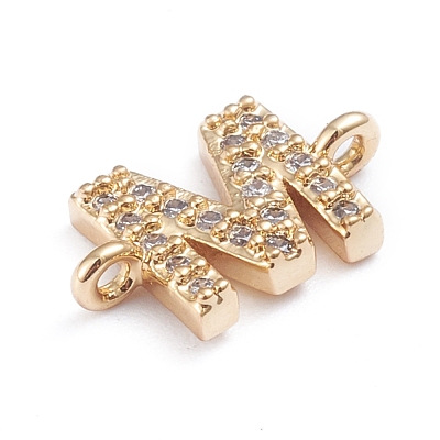 Brass Micro Pave Cubic Zirconia Letter Links ZIRC-I042-16G-M-1
