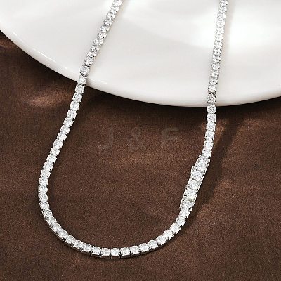 925 Sterling Silver Pave Crystal Cubic Zirconia Tennis Necklaces for Women NJEW-C096-01A-P02-1