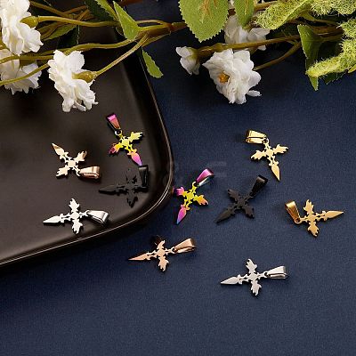 10Pcs 5 Colors 304 Stainless Steel Pendants STAS-SZ0001-45-1