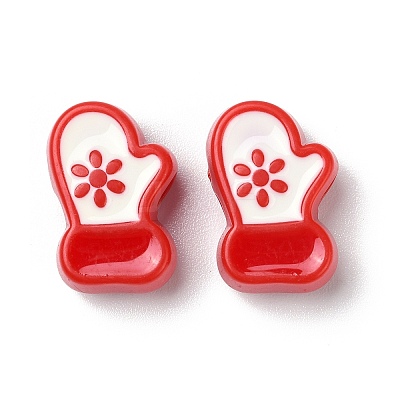 Christmas Decorations Theme Opaque Acrylic Bead with Enamel X-OACR-Z021-01E-1