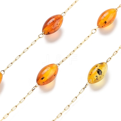 Handmade Oval Plastic Beaded Chains CHS-P019-11G-1-1