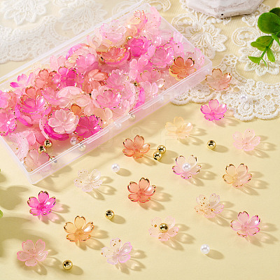 160Pcs 8 Styles Acrylic Bead Caps OACR-TA0004-53B-1