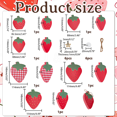 Wood Strawberry Desktop Decoration AJEW-WH0434-14-1