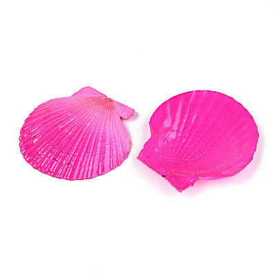 Spray Painted Natural Scallop Shell Big Pendants SSHEL-T017-14M-1