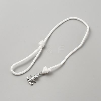 Survival Polyester Cord Bracelet with Alloy Shark Shape Clasps BJEW-WH0014-046P-04-1