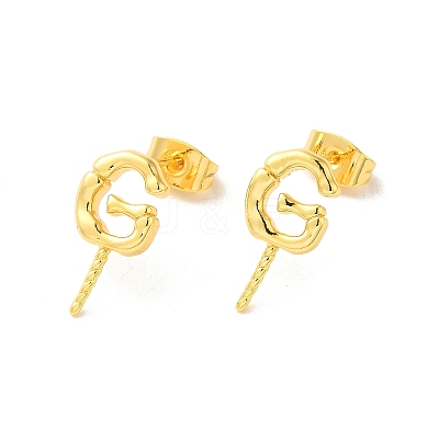 Brass Stud Earrings Findings EJEW-H128-04G-1