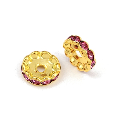 Brass Rhinestone Spacer Beads RB-A014-L12mm-27G-1