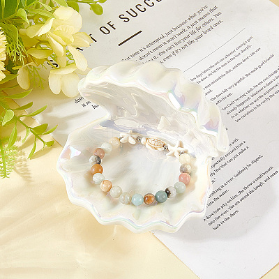 Shell Shape Porcelain Jewelry Plate AJEW-WH20080-08A-1