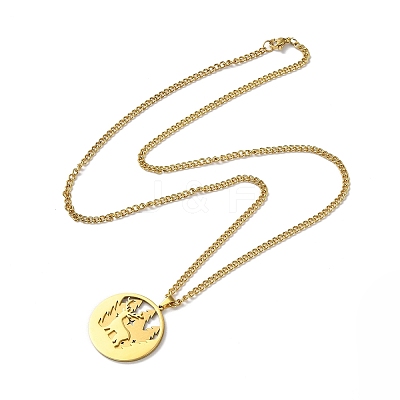 304 Stainless Steel Double Layer Pendant Necklaces NJEW-D047-02G-1