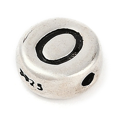 925 Sterling Silver Flat Round with Letter Beads LS-STER-G044-01AS-O-1