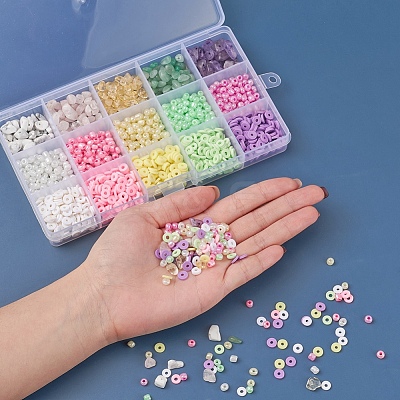15 Style Handmade Polymer Clay Beads CLAY-YW0001-35-1