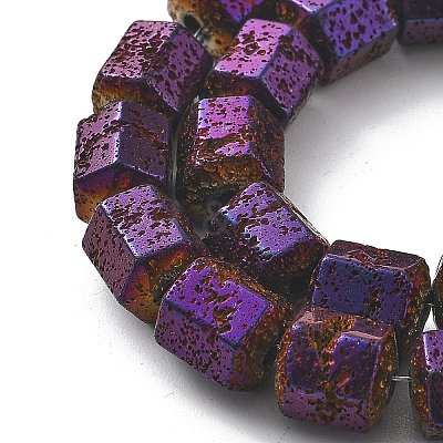 Electroplated Natural Lava Rock Beads Strands G-A251-A01-01I-1