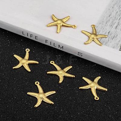 Brass Starfish/Sea Stars Pendants X-KK-L134-11G-1