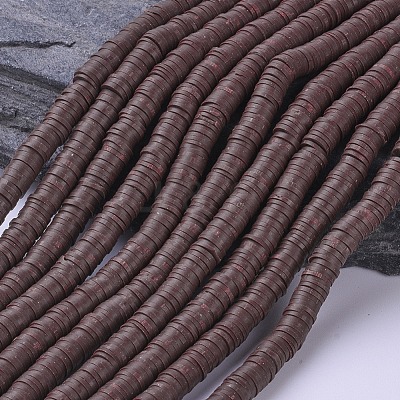 Flat Round Handmade Polymer Clay Beads CLAY-R067-6.0mm-38-1
