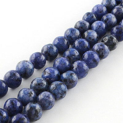 Dyed Natural Sesame Jasper Round Beads Strands X-G-R342-8mm-12-1