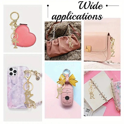 Golden Alloy Rhinestone Keychain KEYC-YW00105-01-1