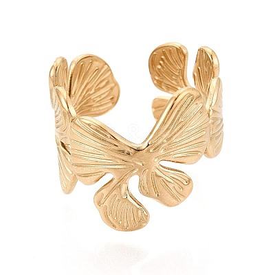 Ion Plating(IP) 304 Stainless Steel Cuff Open Rings for Women RJEW-N052-12G-1
