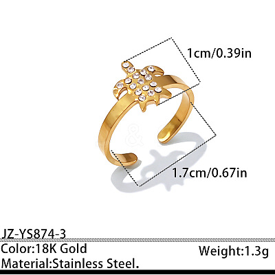 Ocean 304 Stainless Steel Rhinestone Cuff Open Rings WGF30C4-03-1