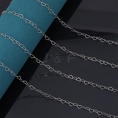10M 304 Stainless Steel Heart Link Chains STAS-SZ0003-37-1
