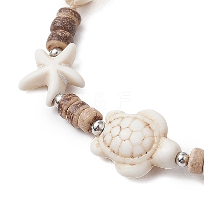 Summer Beach Starfish Turtle Adjustable Anklets AJEW-AN00634-02-1